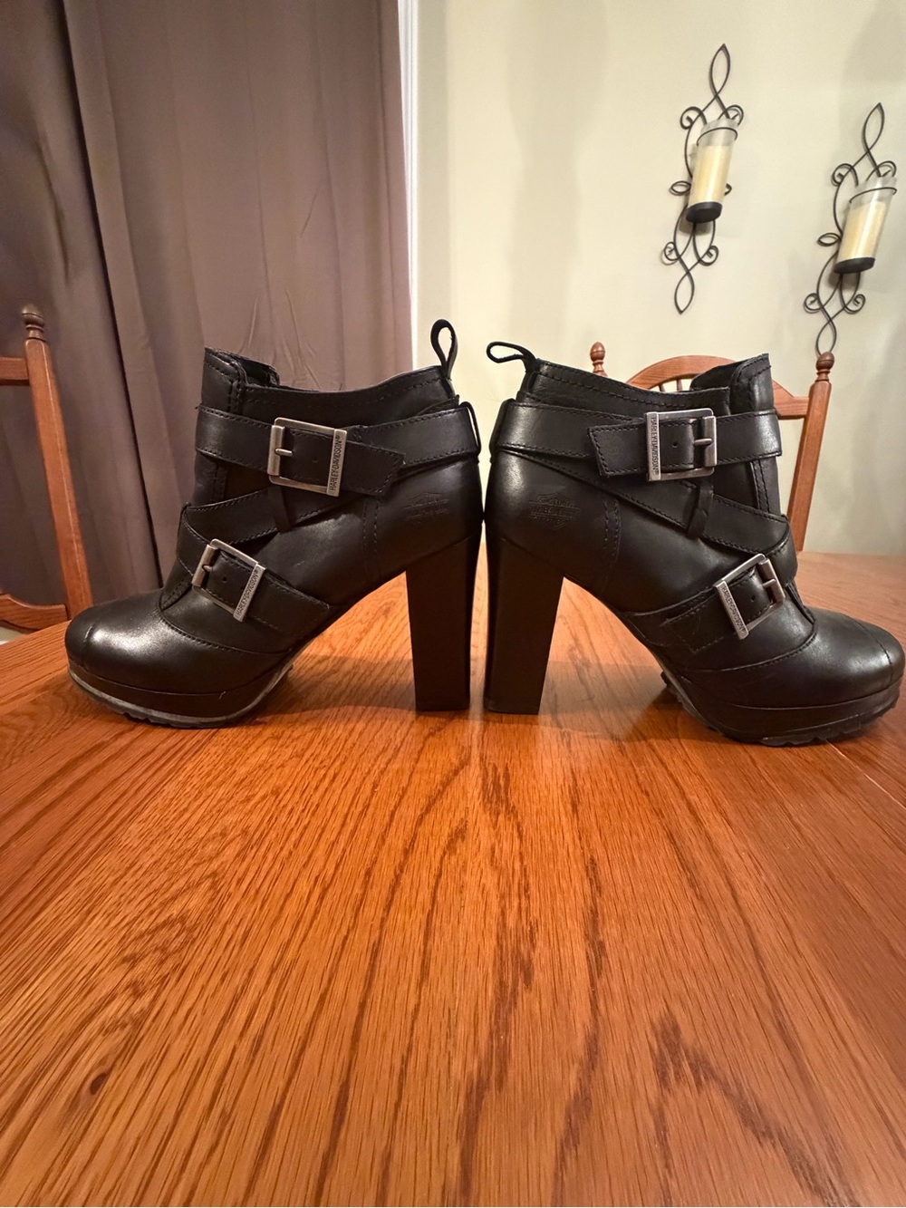 Women’s Black Buckle Ankle Boots - Picture 2 of 7